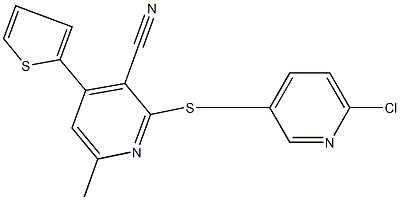 2-{[(6-chloro-3-pyridinyl)methyl]sulfanyl}-6-methyl-4-(2-thienyl)nicotinonitrile 结构式