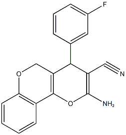 2-amino-4-(3-fluorophenyl)-4H,5H-pyrano[3,2-c]chromene-3-carbonitrile 结构式