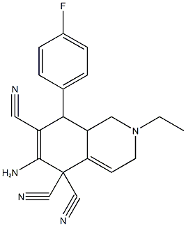 6-amino-2-ethyl-8-(4-fluorophenyl)-2,3,8,8a-tetrahydro-5,5,7(1H)-isoquinolinetricarbonitrile 结构式
