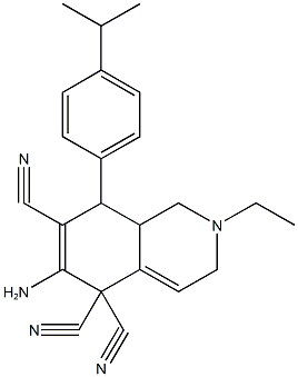 6-amino-2-ethyl-8-(4-isopropylphenyl)-2,3,8,8a-tetrahydro-5,5,7(1H)-isoquinolinetricarbonitrile 结构式