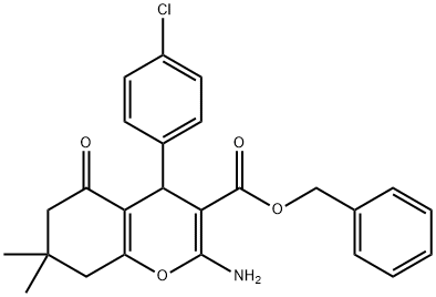 benzyl 2-amino-4-(4-chlorophenyl)-7,7-dimethyl-5-oxo-5,6,7,8-tetrahydro-4H-chromene-3-carboxylate 结构式