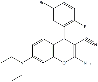 2-amino-4-(5-bromo-2-fluorophenyl)-7-(diethylamino)-4H-chromene-3-carbonitrile 结构式