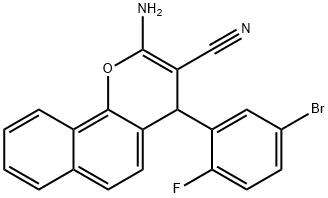 2-amino-4-(5-bromo-2-fluorophenyl)-4H-benzo[h]chromene-3-carbonitrile 结构式