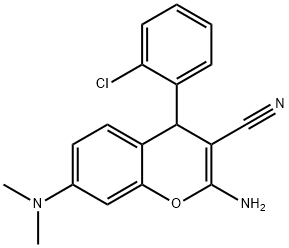 2-amino-4-(2-chlorophenyl)-7-(dimethylamino)-4H-chromene-3-carbonitrile 结构式