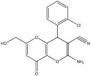 2-amino-4-(2-chlorophenyl)-6-(hydroxymethyl)-8-oxo-4,8-dihydropyrano[3,2-b]pyran-3-carbonitrile 结构式