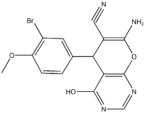 7-amino-5-(3-bromo-4-methoxyphenyl)-4-hydroxy-5H-pyrano[2,3-d]pyrimidine-6-carbonitrile 结构式