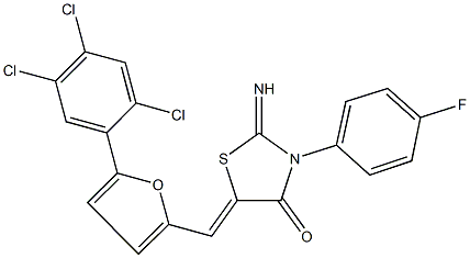 3-(4-fluorophenyl)-2-imino-5-{[5-(2,4,5-trichlorophenyl)-2-furyl]methylene}-1,3-thiazolidin-4-one 结构式