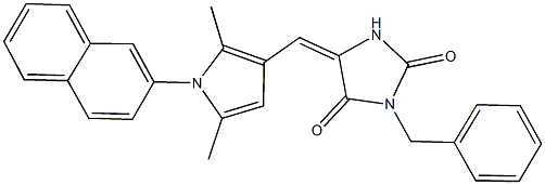 3-benzyl-5-{[2,5-dimethyl-1-(2-naphthyl)-1H-pyrrol-3-yl]methylene}-2,4-imidazolidinedione 结构式