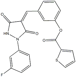 3-{[1-(3-fluorophenyl)-3,5-dioxo-4-pyrazolidinylidene]methyl}phenyl 2-thiophenecarboxylate 结构式