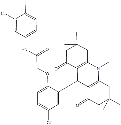 N-(3-chloro-4-methylphenyl)-2-[4-chloro-2-(3,3,6,6,10-pentamethyl-1,8-dioxo-1,2,3,4,5,6,7,8,9,10-decahydro-9-acridinyl)phenoxy]acetamide 结构式