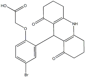 [4-bromo-2-(1,8-dioxo-1,2,3,4,5,6,7,8,9,10-decahydro-9-acridinyl)phenoxy]acetic acid 结构式