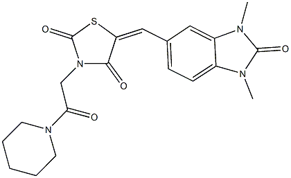 5-[(1,3-dimethyl-2-oxo-2,3-dihydro-1H-benzimidazol-5-yl)methylene]-3-[2-oxo-2-(1-piperidinyl)ethyl]-1,3-thiazolidine-2,4-dione 结构式