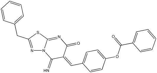 4-[(2-benzyl-5-imino-7-oxo-5H-[1,3,4]thiadiazolo[3,2-a]pyrimidin-6(7H)-ylidene)methyl]phenyl benzoate 结构式