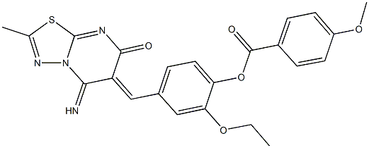 2-ethoxy-4-[(5-imino-2-methyl-7-oxo-5H-[1,3,4]thiadiazolo[3,2-a]pyrimidin-6(7H)-ylidene)methyl]phenyl 4-methoxybenzoate 结构式