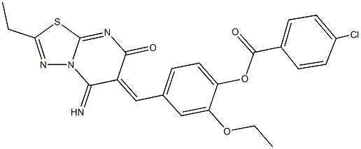 2-ethoxy-4-[(2-ethyl-5-imino-7-oxo-5H-[1,3,4]thiadiazolo[3,2-a]pyrimidin-6(7H)-ylidene)methyl]phenyl 4-chlorobenzoate 结构式