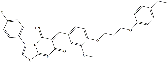 6-{4-[3-(4-ethylphenoxy)propoxy]-3-methoxybenzylidene}-3-(4-fluorophenyl)-5-imino-5,6-dihydro-7H-[1,3]thiazolo[3,2-a]pyrimidin-7-one 结构式