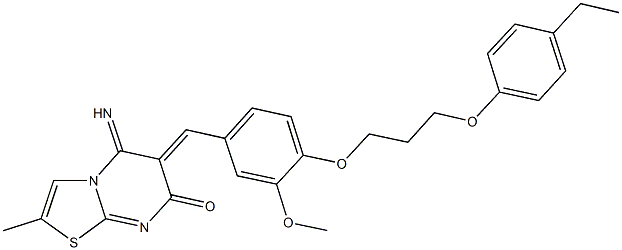 6-{4-[3-(4-ethylphenoxy)propoxy]-3-methoxybenzylidene}-5-imino-2-methyl-5,6-dihydro-7H-[1,3]thiazolo[3,2-a]pyrimidin-7-one 结构式