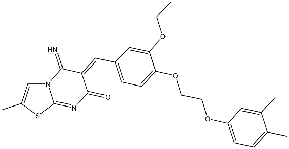 6-{4-[2-(3,4-dimethylphenoxy)ethoxy]-3-ethoxybenzylidene}-5-imino-2-methyl-5,6-dihydro-7H-[1,3]thiazolo[3,2-a]pyrimidin-7-one 结构式