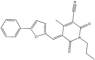 4-methyl-2,6-dioxo-5-[(5-phenyl-2-furyl)methylene]-1-propyl-1,2,5,6-tetrahydro-3-pyridinecarbonitrile 结构式