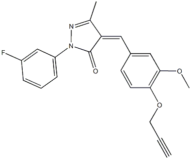 2-(3-fluorophenyl)-4-[3-methoxy-4-(2-propynyloxy)benzylidene]-5-methyl-2,4-dihydro-3H-pyrazol-3-one 结构式