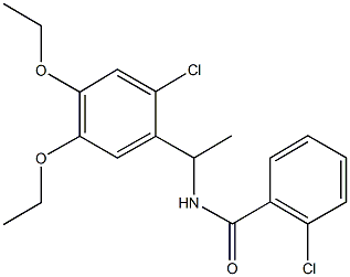 2-chloro-N-[1-(2-chloro-4,5-diethoxyphenyl)ethyl]benzamide 结构式