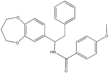 N-[1-(3,4-dihydro-2H-1,5-benzodioxepin-7-yl)-2-phenylethyl]-4-methoxybenzamide 结构式