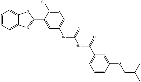 N-[3-(1,3-benzothiazol-2-yl)-4-chlorophenyl]-N'-(3-isobutoxybenzoyl)thiourea 结构式
