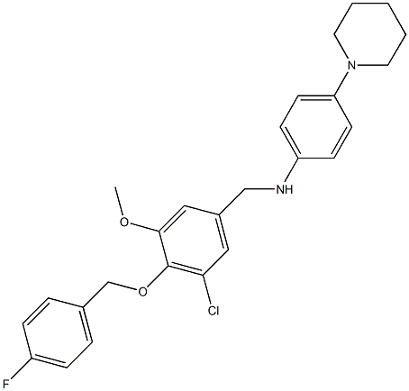 N-{3-chloro-4-[(4-fluorobenzyl)oxy]-5-methoxybenzyl}-4-piperidin-1-ylaniline 结构式