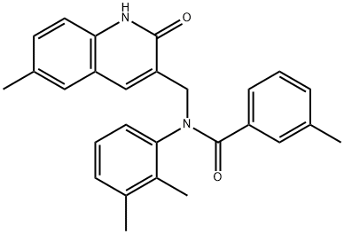 N-(2,3-dimethylphenyl)-N-[(2-hydroxy-6-methyl-3-quinolinyl)methyl]-3-methylbenzamide 结构式