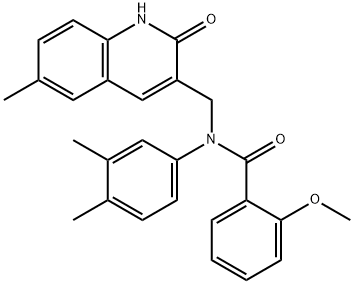 N-(3,4-dimethylphenyl)-N-[(2-hydroxy-6-methyl-3-quinolinyl)methyl]-2-methoxybenzamide 结构式