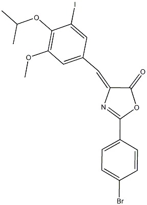 2-(4-bromophenyl)-4-(3-iodo-4-isopropoxy-5-methoxybenzylidene)-1,3-oxazol-5(4H)-one 结构式