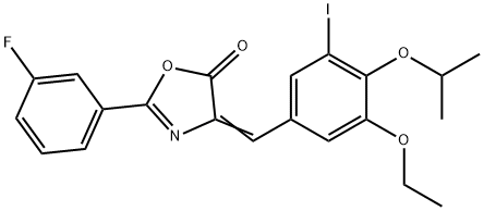 4-(3-ethoxy-5-iodo-4-isopropoxybenzylidene)-2-(3-fluorophenyl)-1,3-oxazol-5(4H)-one 结构式