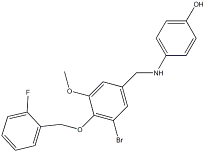 4-({3-bromo-4-[(2-fluorobenzyl)oxy]-5-methoxybenzyl}amino)phenol 结构式