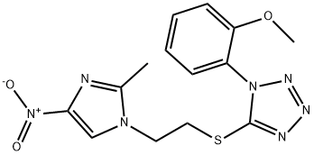 5-[(2-{4-nitro-2-methyl-1H-imidazol-1-yl}ethyl)sulfanyl]-1-(2-methoxyphenyl)-1H-tetraazole 结构式