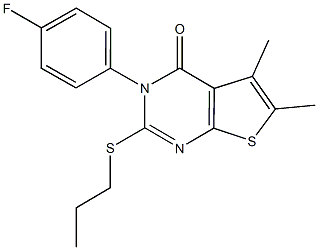 3-(4-fluorophenyl)-5,6-dimethyl-2-(propylsulfanyl)thieno[2,3-d]pyrimidin-4(3H)-one 结构式