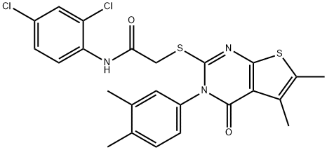 N-(2,4-dichlorophenyl)-2-{[3-(3,4-dimethylphenyl)-5,6-dimethyl-4-oxo-3,4-dihydrothieno[2,3-d]pyrimidin-2-yl]sulfanyl}acetamide 结构式