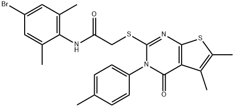 N-(4-bromo-2,6-dimethylphenyl)-2-{[5,6-dimethyl-3-(4-methylphenyl)-4-oxo-3,4-dihydrothieno[2,3-d]pyrimidin-2-yl]sulfanyl}acetamide 结构式