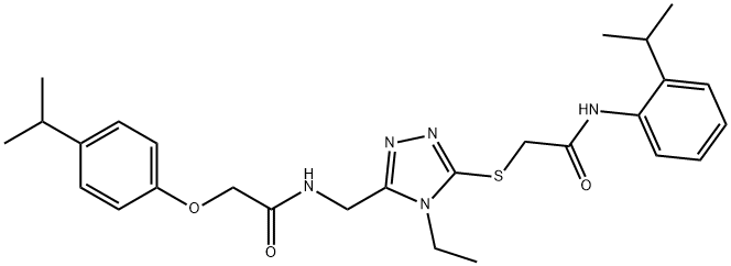 2-{[4-ethyl-5-({[(4-isopropylphenoxy)acetyl]amino}methyl)-4H-1,2,4-triazol-3-yl]sulfanyl}-N-(2-isopropylphenyl)acetamide 结构式