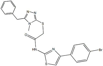 2-[(5-benzyl-4-methyl-4H-1,2,4-triazol-3-yl)sulfanyl]-N-[4-(4-bromophenyl)-1,3-thiazol-2-yl]acetamide 结构式
