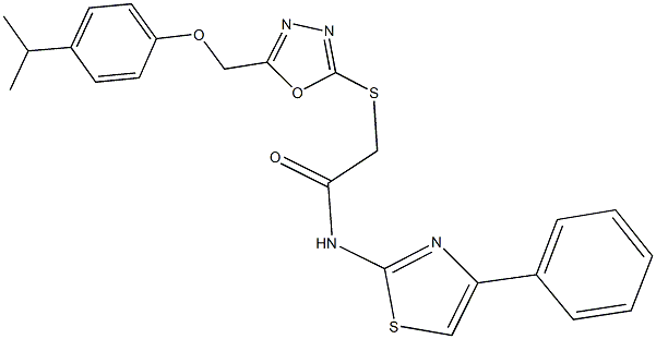 2-({5-[(4-isopropylphenoxy)methyl]-1,3,4-oxadiazol-2-yl}sulfanyl)-N-(4-phenyl-1,3-thiazol-2-yl)acetamide 结构式