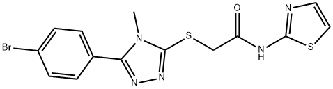 2-{[5-(4-bromophenyl)-4-methyl-4H-1,2,4-triazol-3-yl]sulfanyl}-N-(1,3-thiazol-2-yl)acetamide 结构式