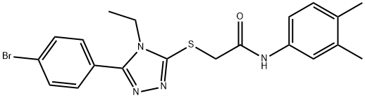 2-{[5-(4-bromophenyl)-4-ethyl-4H-1,2,4-triazol-3-yl]sulfanyl}-N-(3,4-dimethylphenyl)acetamide 结构式