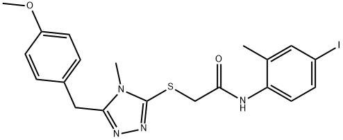 N-(4-iodo-2-methylphenyl)-2-{[5-(4-methoxybenzyl)-4-methyl-4H-1,2,4-triazol-3-yl]sulfanyl}acetamide 结构式