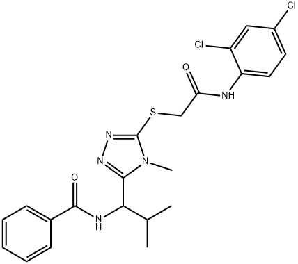 N-[1-(5-{[2-(2,4-dichloroanilino)-2-oxoethyl]sulfanyl}-4-methyl-4H-1,2,4-triazol-3-yl)-2-methylpropyl]benzamide 结构式