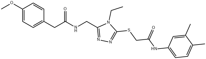 N-(3,4-dimethylphenyl)-2-{[4-ethyl-5-({[(4-methoxyphenyl)acetyl]amino}methyl)-4H-1,2,4-triazol-3-yl]sulfanyl}acetamide 结构式