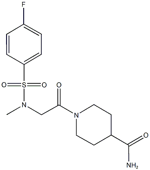 1-{[[(4-fluorophenyl)sulfonyl](methyl)amino]acetyl}-4-piperidinecarboxamide 结构式