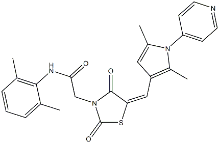N-(2,6-dimethylphenyl)-2-(5-{[2,5-dimethyl-1-(4-pyridinyl)-1H-pyrrol-3-yl]methylene}-2,4-dioxo-1,3-thiazolidin-3-yl)acetamide 结构式