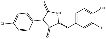 3-(4-chlorophenyl)-5-(4-hydroxy-3-iodobenzylidene)-2,4-imidazolidinedione 结构式