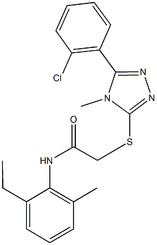 2-{[5-(2-chlorophenyl)-4-methyl-4H-1,2,4-triazol-3-yl]sulfanyl}-N-(2-ethyl-6-methylphenyl)acetamide 结构式