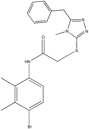 2-[(5-benzyl-4-methyl-4H-1,2,4-triazol-3-yl)sulfanyl]-N-(4-bromo-2,3-dimethylphenyl)acetamide 结构式